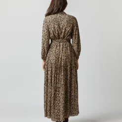 Isla Shirtdress In Camel/Black Painterly Leopard Crepe De Chine -Modezzia Sales S71420 816