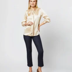 Tie-Neck Blouse In Platino Silk Charmeuse -Modezzia Sales S71421 1648