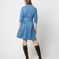 Felice Dress In Mid Heather Blue Merino Wool -Modezzia Sales S71423 1701