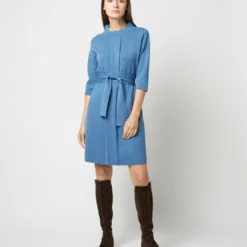 Felice Dress In Mid Heather Blue Merino Wool -Modezzia Sales S71423 1712