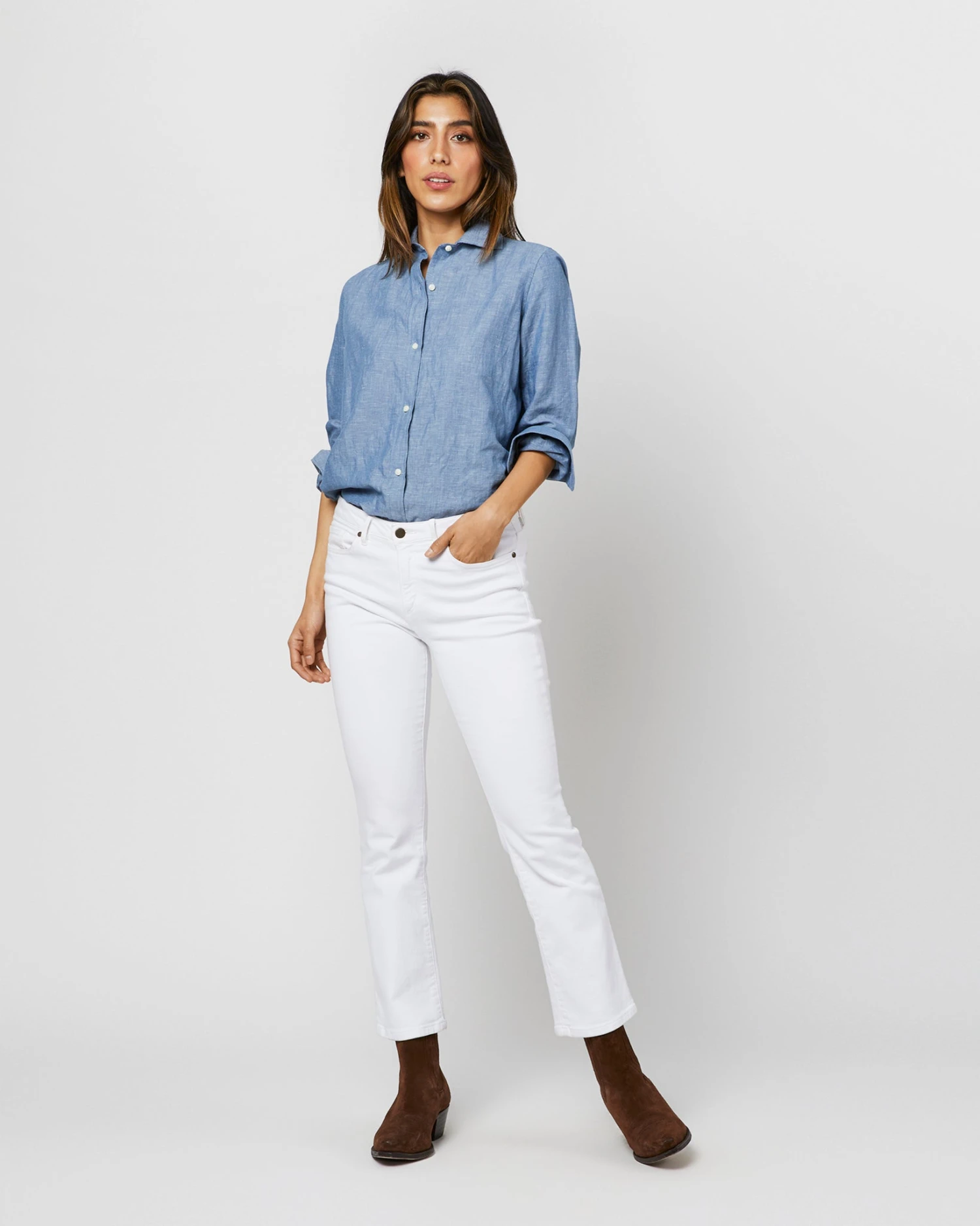 Understudy Shirt In Extra Light Washed Cotolino Chambray 5 Understudy Shirt In Extra Light Washed Cotolino Chambray - Image 3