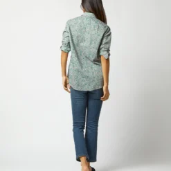 Tomboy Popover Shirt In Green/Rose Poppy Day Liberty Fabric -Modezzia Sales S71456 1081