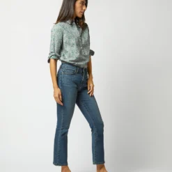 Tomboy Popover Shirt In Green/Rose Poppy Day Liberty Fabric -Modezzia Sales S71456 1111