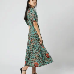 ULLA JOHNSON Olina Dress In Jade Trailing Lotus 10 ULLA JOHNSON Olina Dress In Jade Trailing Lotus -Modezzia Sales S71605 20