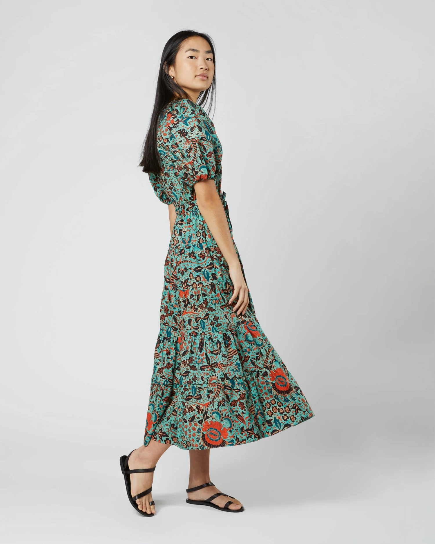 ULLA JOHNSON Olina Dress In Jade Trailing Lotus 5 ULLA JOHNSON Olina Dress In Jade Trailing Lotus - Image 3