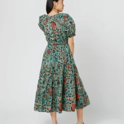 ULLA JOHNSON Olina Dress In Jade Trailing Lotus 11 ULLA JOHNSON Olina Dress In Jade Trailing Lotus -Modezzia Sales S71605 24