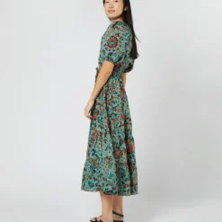 ULLA JOHNSON Olina Dress In Jade Trailing Lotus 12 ULLA JOHNSON Olina Dress In Jade Trailing Lotus -Modezzia Sales S71605 32