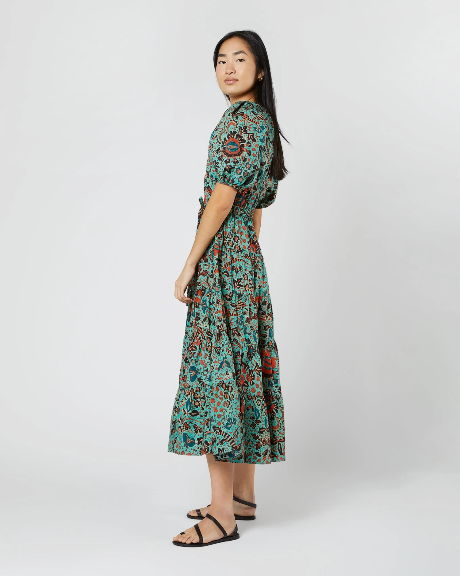 ULLA JOHNSON Olina Dress In Jade Trailing Lotus 7 ULLA JOHNSON Olina Dress In Jade Trailing Lotus - Image 5