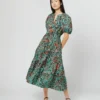 ULLA JOHNSON Olina Dress In Jade Trailing Lotus 2 ULLA JOHNSON Olina Dress In Jade Trailing Lotus -Modezzia Sales S71605 52
