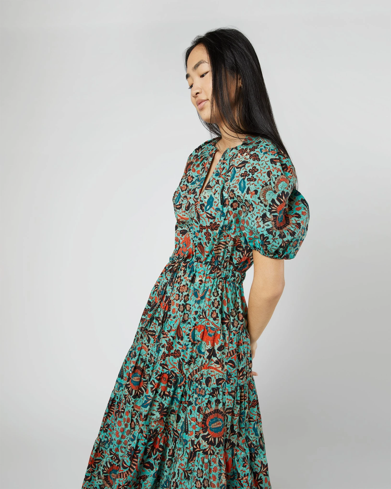 ULLA JOHNSON Olina Dress In Jade Trailing Lotus 8 ULLA JOHNSON Olina Dress In Jade Trailing Lotus - Image 6