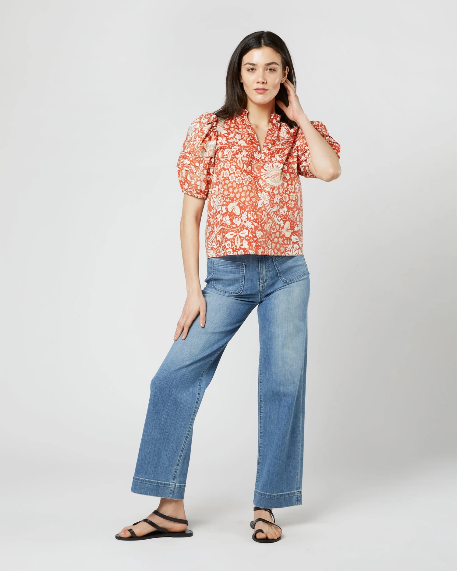 ULLA JOHNSON Imari Top In Orange Blossom Trailing Lotus 5 ULLA JOHNSON Imari Top In Orange Blossom Trailing Lotus - Image 3