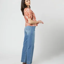 ULLA JOHNSON Imari Top In Orange Blossom Trailing Lotus 11 ULLA JOHNSON Imari Top In Orange Blossom Trailing Lotus -Modezzia Sales S71606 3034