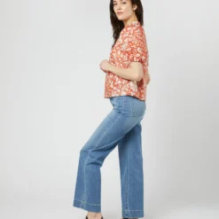 ULLA JOHNSON Imari Top In Orange Blossom Trailing Lotus 12 ULLA JOHNSON Imari Top In Orange Blossom Trailing Lotus -Modezzia Sales S71606 3044