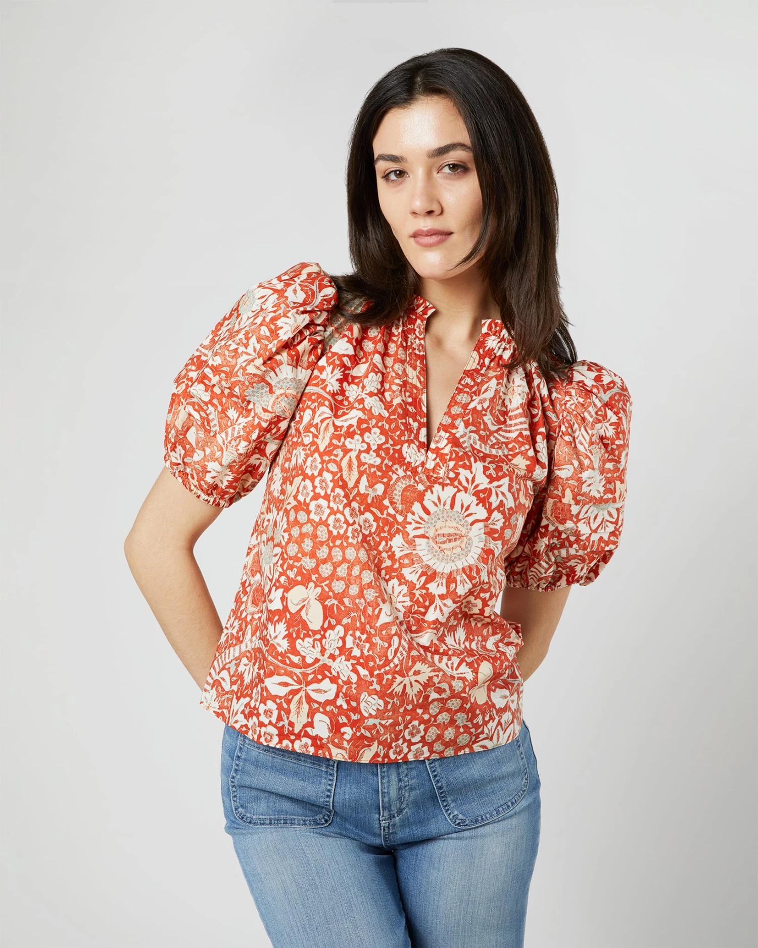 ULLA JOHNSON Imari Top In Orange Blossom Trailing Lotus 4 ULLA JOHNSON Imari Top In Orange Blossom Trailing Lotus - Image 2