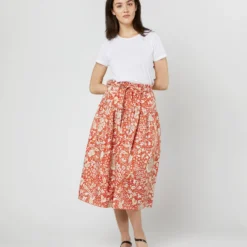 ULLA JOHNSON Fernanda Skirt In Orange Blossom Trailing Lotus 11 ULLA JOHNSON Fernanda Skirt In Orange Blossom Trailing Lotus -Modezzia Sales S71607 2692