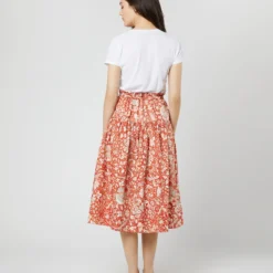 ULLA JOHNSON Fernanda Skirt In Orange Blossom Trailing Lotus 13 ULLA JOHNSON Fernanda Skirt In Orange Blossom Trailing Lotus -Modezzia Sales S71607 2707