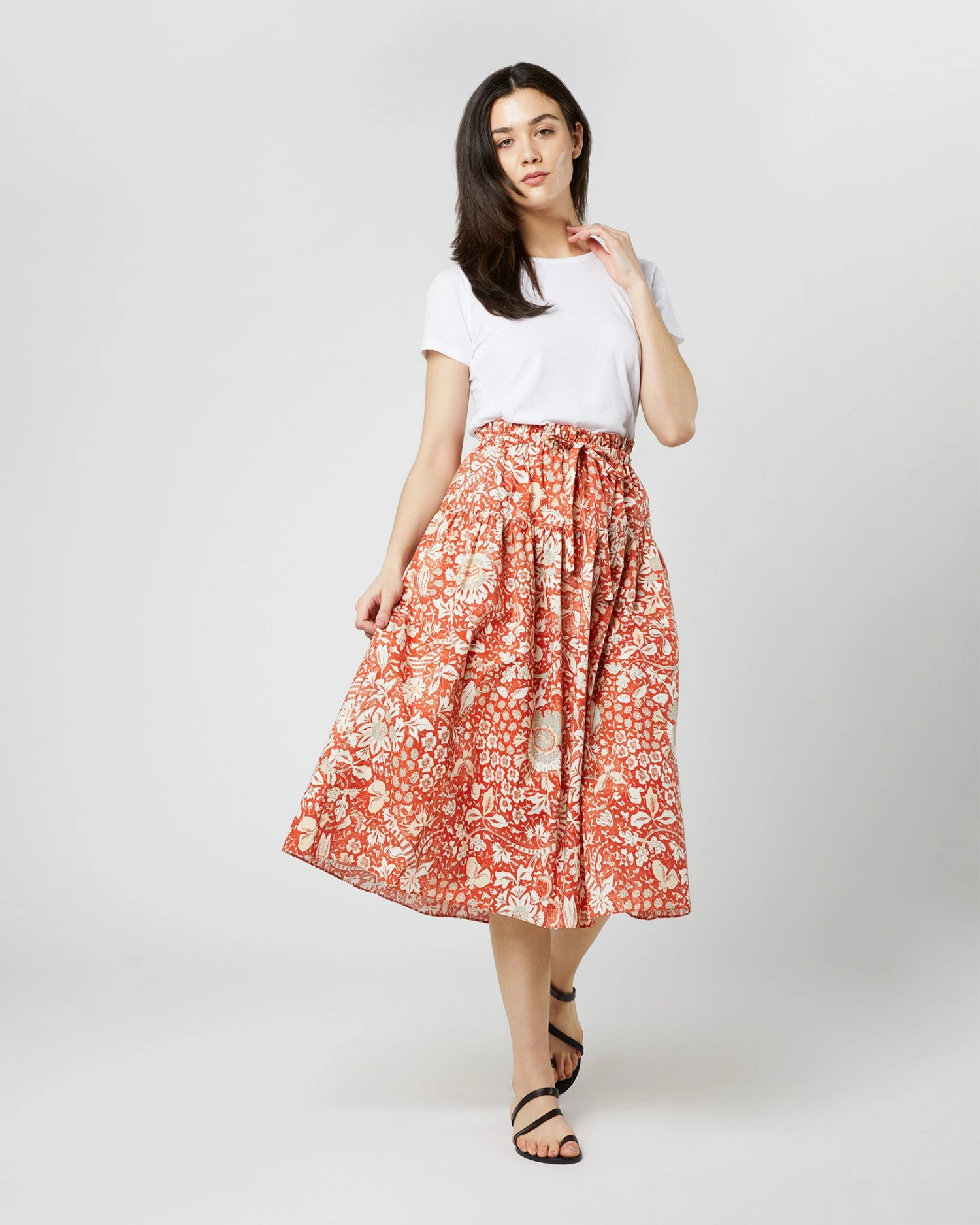 ULLA JOHNSON Fernanda Skirt In Orange Blossom Trailing Lotus 8 ULLA JOHNSON Fernanda Skirt In Orange Blossom Trailing Lotus - Image 6