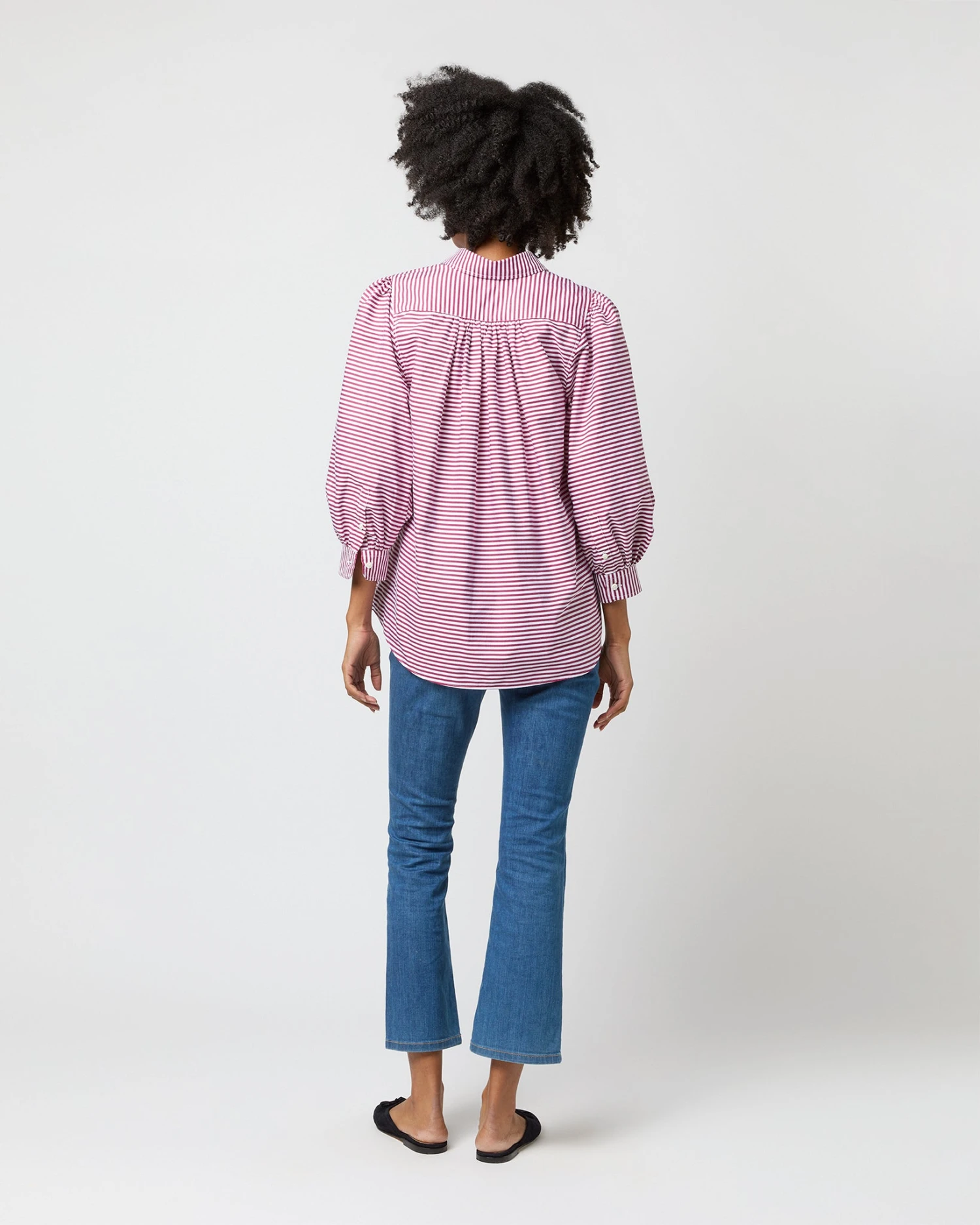 Geraldine Popover Shirt In Red Horizontal Bengal Stripe Poplin 9 Geraldine Popover Shirt In Red Horizontal Bengal Stripe Poplin - Image 7