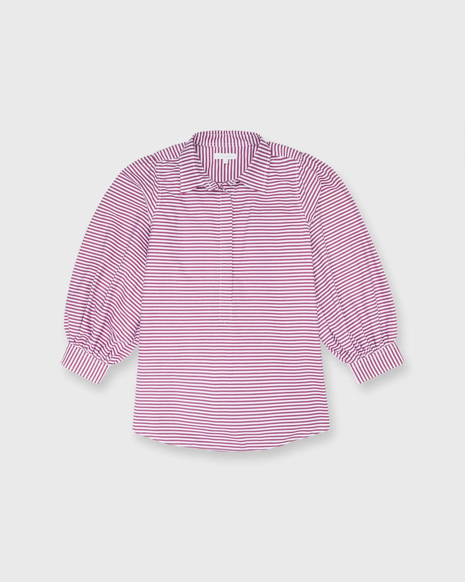 Geraldine Popover Shirt In Red Horizontal Bengal Stripe Poplin 3 Geraldine Popover Shirt In Red Horizontal Bengal Stripe Poplin