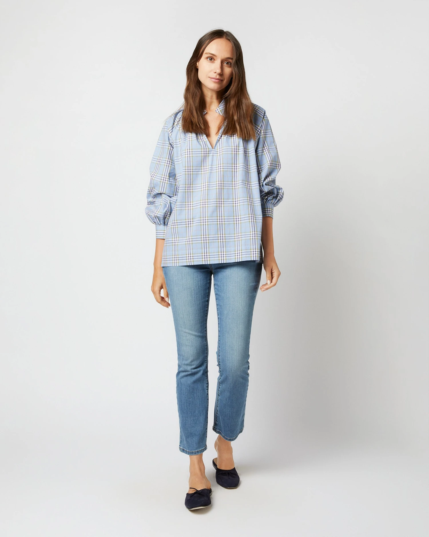 Liya Top In Blue Multi Plaid Poplin 9 Liya Top In Blue Multi Plaid Poplin - Image 7