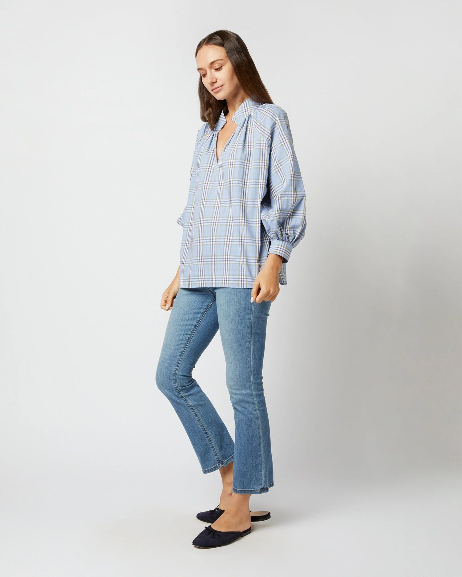 Liya Top In Blue Multi Plaid Poplin 5 Liya Top In Blue Multi Plaid Poplin - Image 3