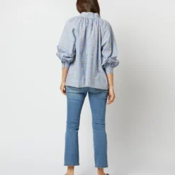 Liya Top In Blue Multi Plaid Poplin 14 Liya Top In Blue Multi Plaid Poplin -Modezzia Sales S71626 2584