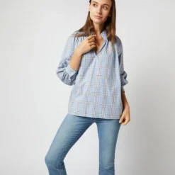 Liya Top In Blue Multi Plaid Poplin 13 Liya Top In Blue Multi Plaid Poplin -Modezzia Sales S71626 2622