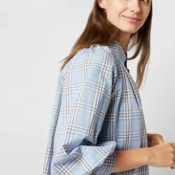 Liya Top In Blue Multi Plaid Poplin 12 Liya Top In Blue Multi Plaid Poplin -Modezzia Sales S71626 2642