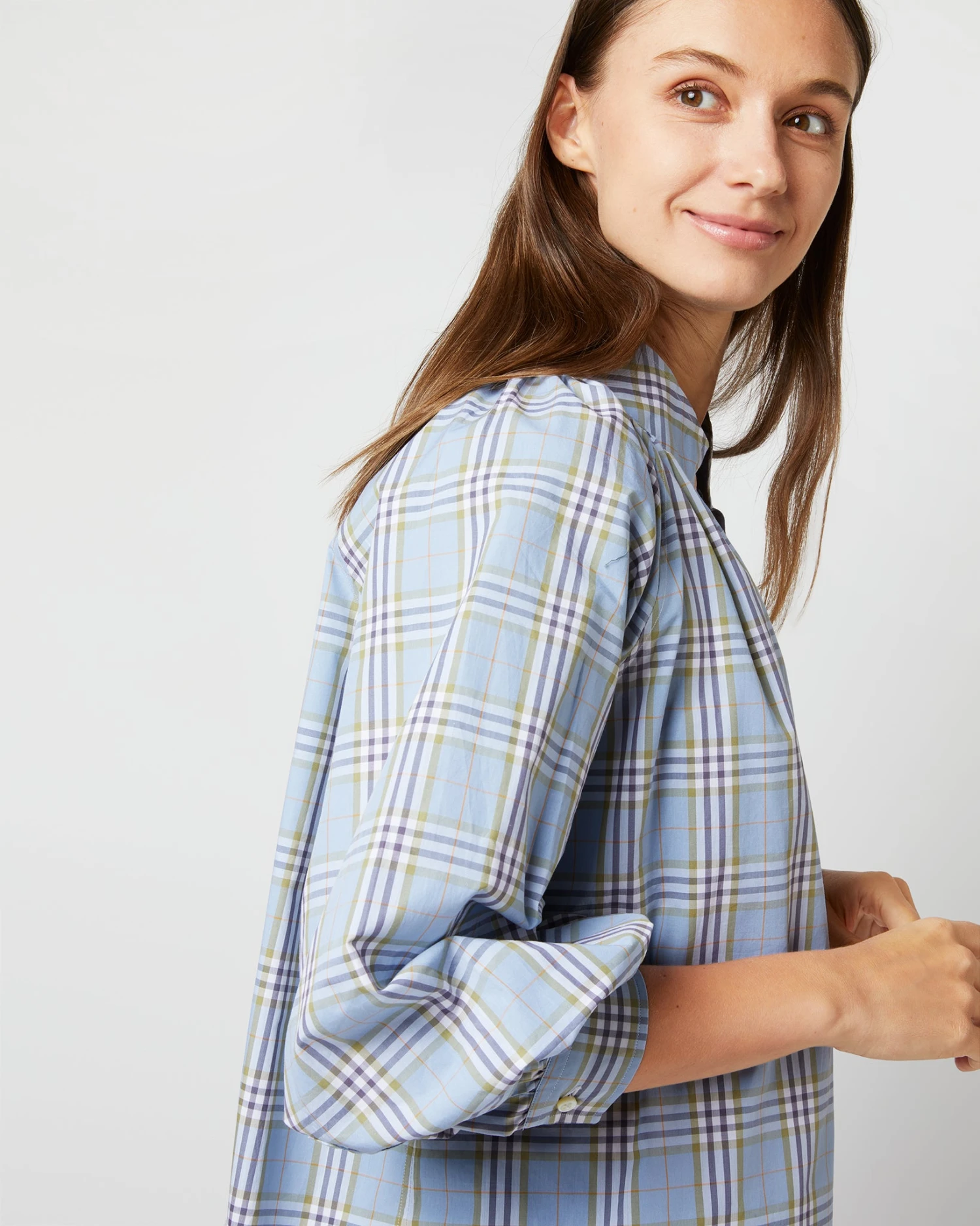 Liya Top In Blue Multi Plaid Poplin 6 Liya Top In Blue Multi Plaid Poplin - Image 4
