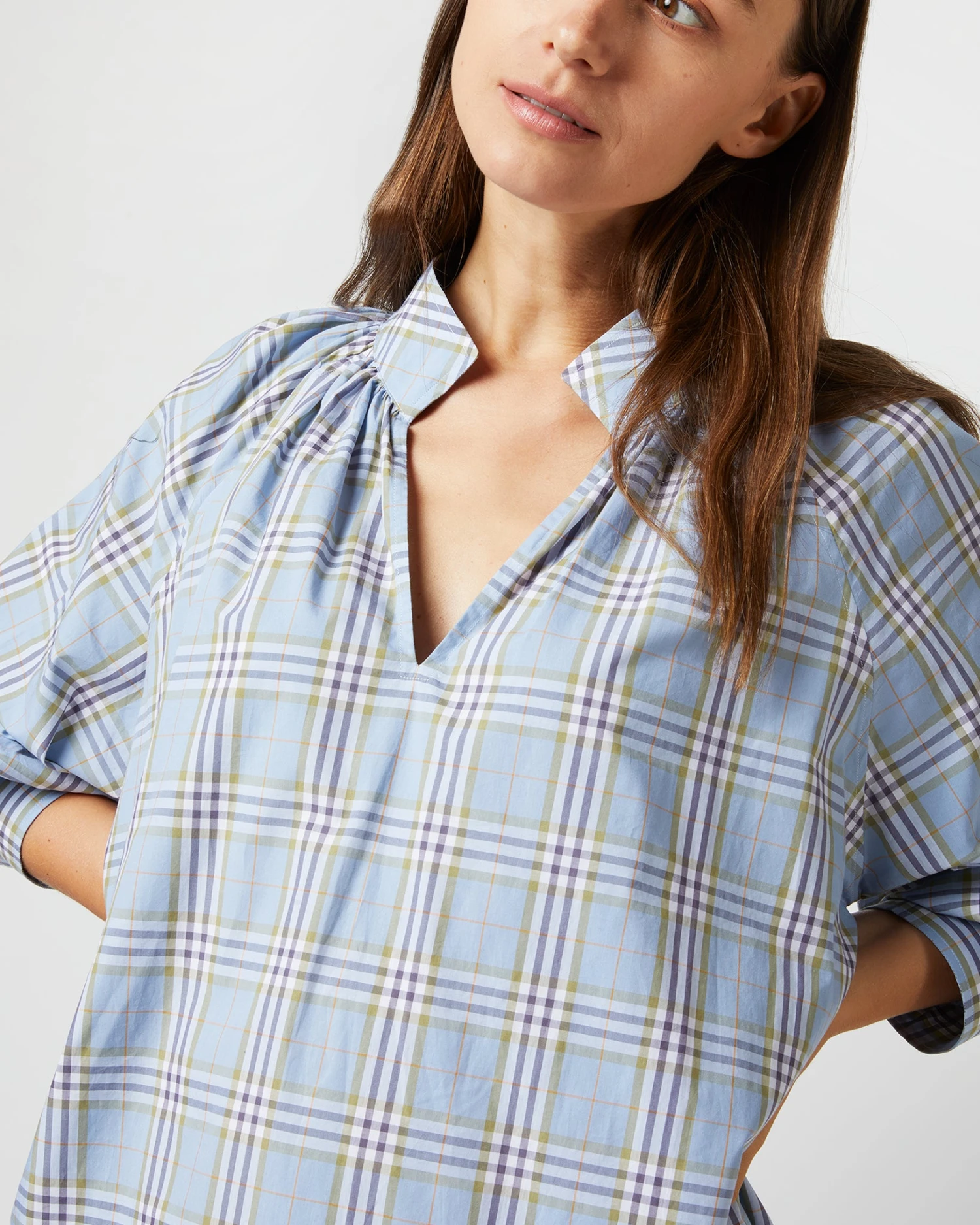 Liya Top In Blue Multi Plaid Poplin 4 Liya Top In Blue Multi Plaid Poplin - Image 2