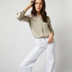 Hannah Blouse In Birch Silk Crepe De Chine -Modezzia Sales S71628 1015