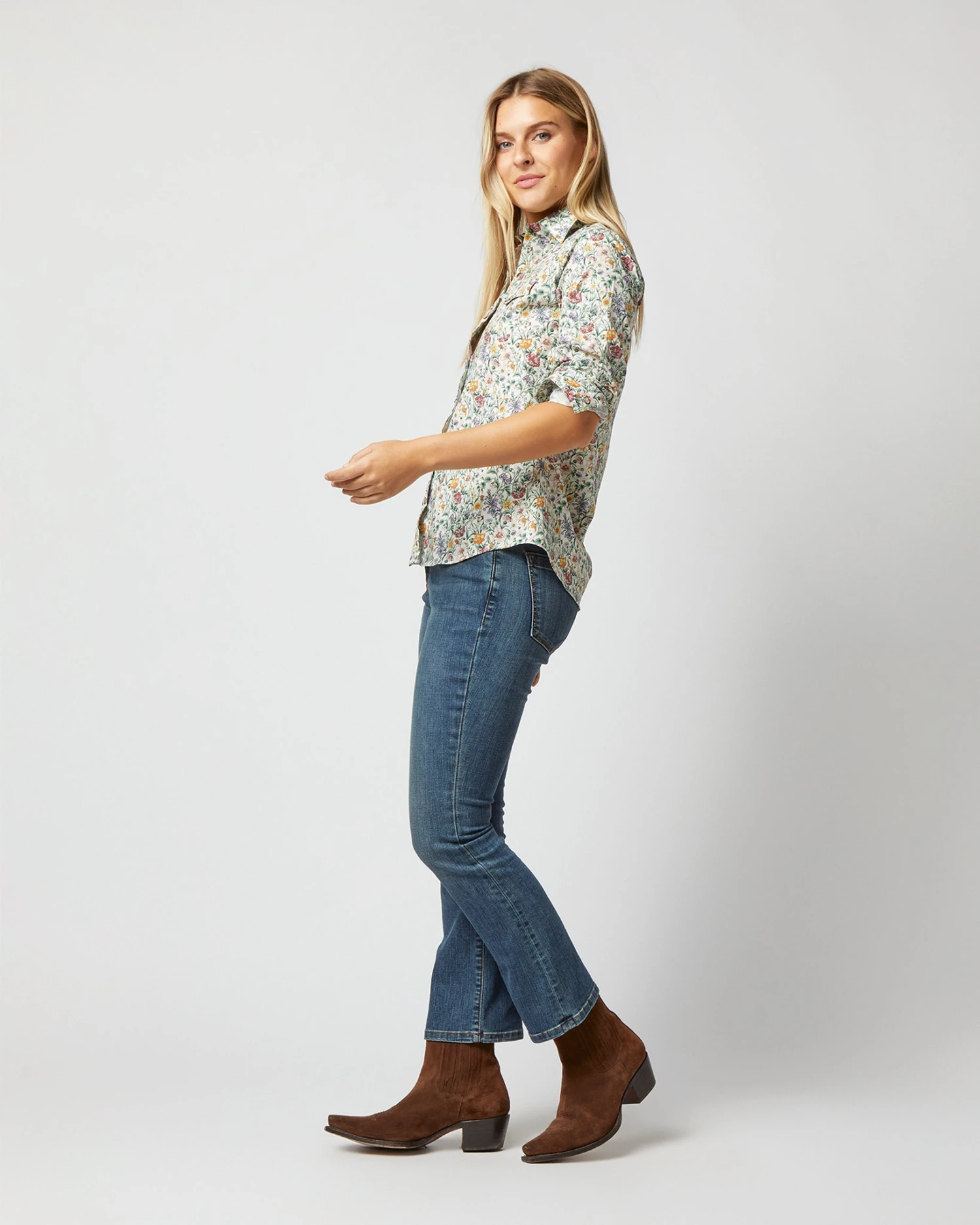 Western Shirt In Ivory Multi Rachel Liberty Fabric 5 Western Shirt In Ivory Multi Rachel Liberty Fabric - Image 3