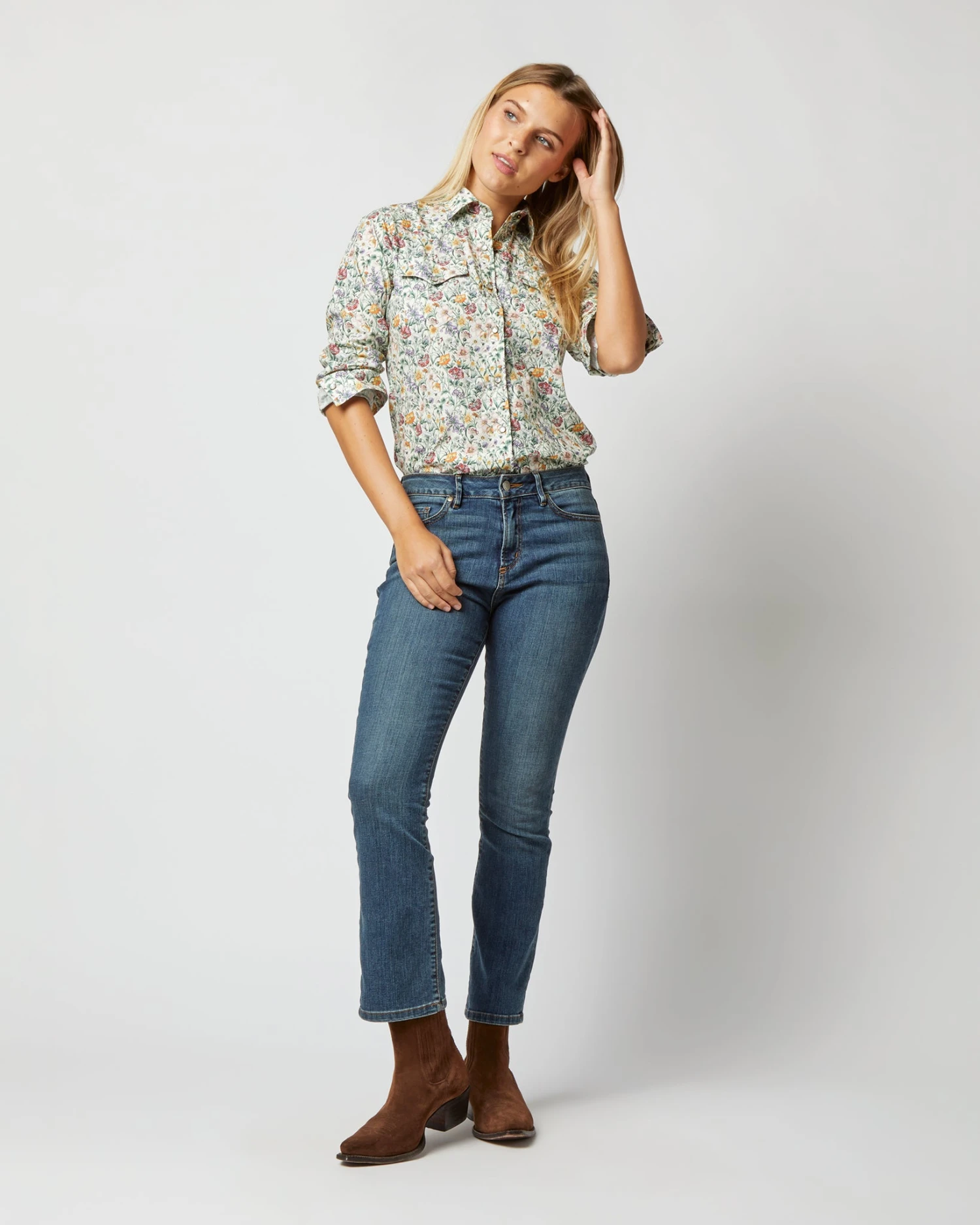 Western Shirt In Ivory Multi Rachel Liberty Fabric 8 Western Shirt In Ivory Multi Rachel Liberty Fabric - Image 6