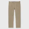 Garment-Dyed Pleated Sport Trouser In Mushroom Lightweight Twill -Modezzia Sales S71756 21