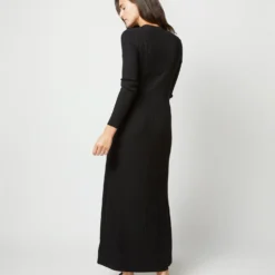 Adeline Crewneck Dress In Black Techno Yarn 14 Adeline Crewneck Dress In Black Techno Yarn -Modezzia Sales S71896 1242