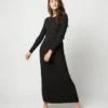 Adeline Crewneck Dress In Black Techno Yarn 2 Adeline Crewneck Dress In Black Techno Yarn -Modezzia Sales S71896 1269
