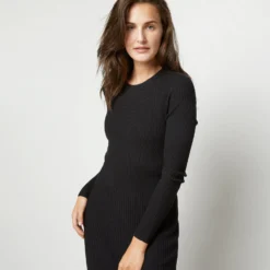 Adeline Crewneck Dress In Black Techno Yarn 11 Adeline Crewneck Dress In Black Techno Yarn -Modezzia Sales S71896 1300