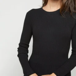 Adeline Crewneck Dress In Black Techno Yarn 15 Adeline Crewneck Dress In Black Techno Yarn -Modezzia Sales S71896 1308