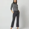 Bella Flare Pant In Navy Stretch Sateen -Modezzia Sales S71905 4160