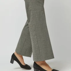 Bella Flare Pant In Green Guncheck Stretch Wool -Modezzia Sales S71908 4002