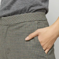 Bella Flare Pant In Green Guncheck Stretch Wool -Modezzia Sales S71908 4045