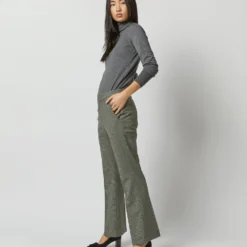 Bella Flare Pant In Green Guncheck Stretch Wool -Modezzia Sales S71908 4095