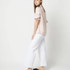 Frill Shirt In Orange Stripe Silk -Modezzia Sales S71909 4250