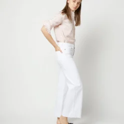 Frill Shirt In Orange Stripe Silk -Modezzia Sales S71909 4280