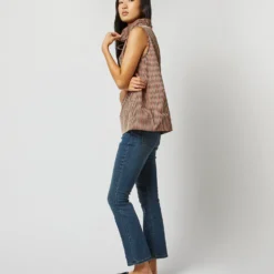 Emilia Top In Red/Brown Check Taffeta -Modezzia Sales S72050 1332