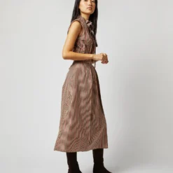 Emilia Top In Red/Brown Check Taffeta -Modezzia Sales S72050 524