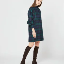Anaya Popover Dress In Blackwatch Tartan Stretch Wool -Modezzia Sales S72083 1434
