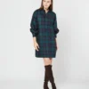 Anaya Popover Dress In Blackwatch Tartan Stretch Wool -Modezzia Sales S72083 1442