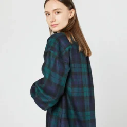 Anaya Popover Dress In Blackwatch Tartan Stretch Wool -Modezzia Sales S72083 1459