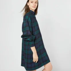 Anaya Popover Dress In Blackwatch Tartan Stretch Wool -Modezzia Sales S72083 1463